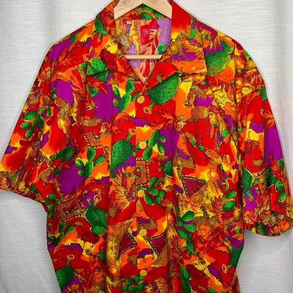 Handmade Other - HANDMADE VTG 90s WESTERN CACTUS BUTTON DOWN XL
